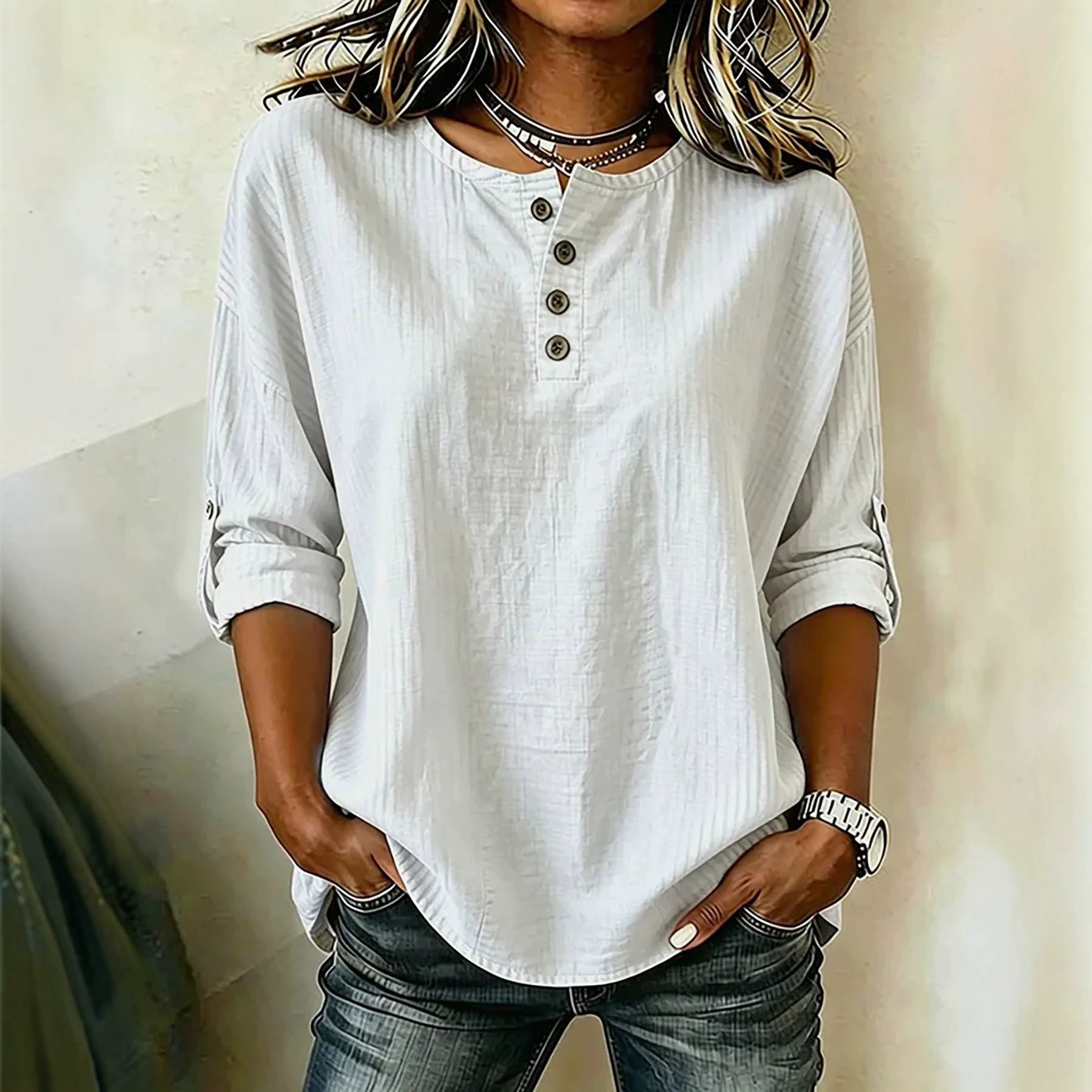 Damen Atmungsaktives 3/4-Arm-Shirt mit Manschetten