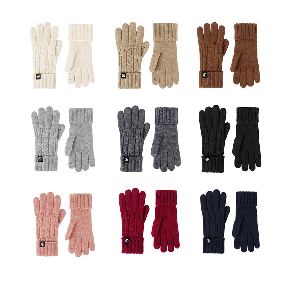 Warme Strickhandschuhe mit Touchscreen-Funktion