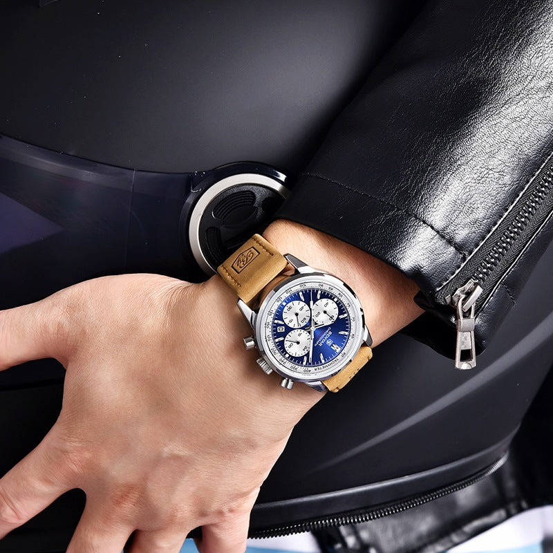 Multifunktionale Quarzuhr mit Lederarmband – Bild 7 | LuxeStyle