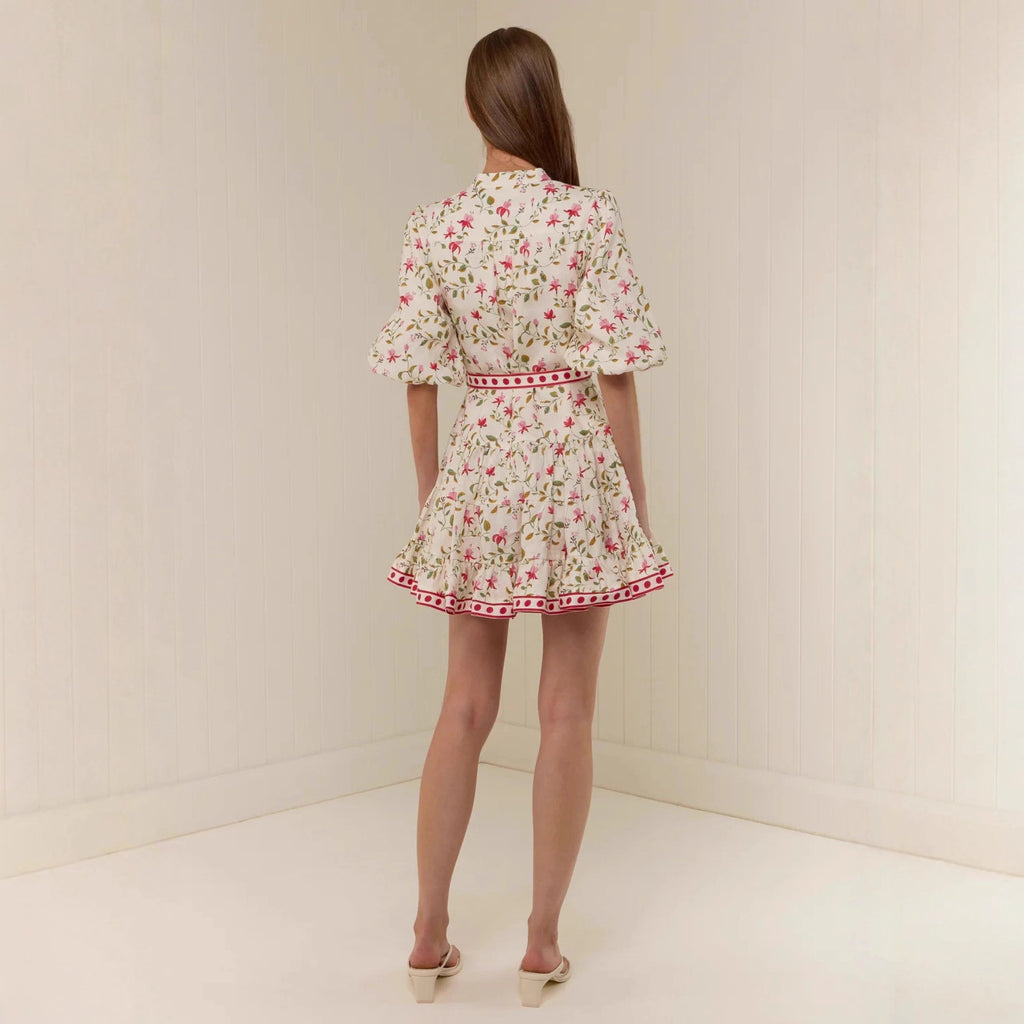 Leinen Mini-Kleid mit Bindegürtel – Bild 4 | LuxeStyle