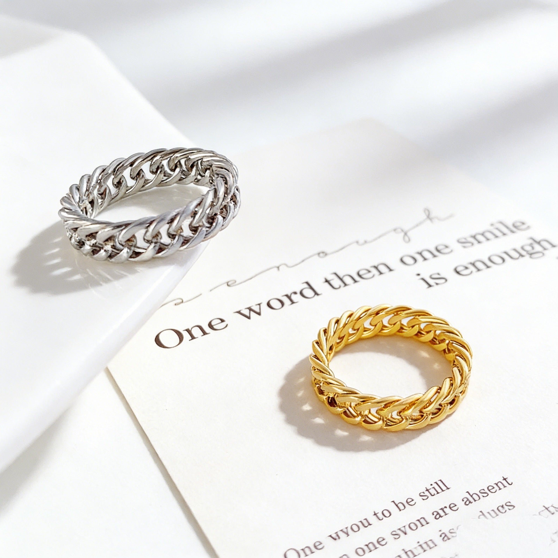 Titanstahl Ketten-Ring Unisex Detailansicht