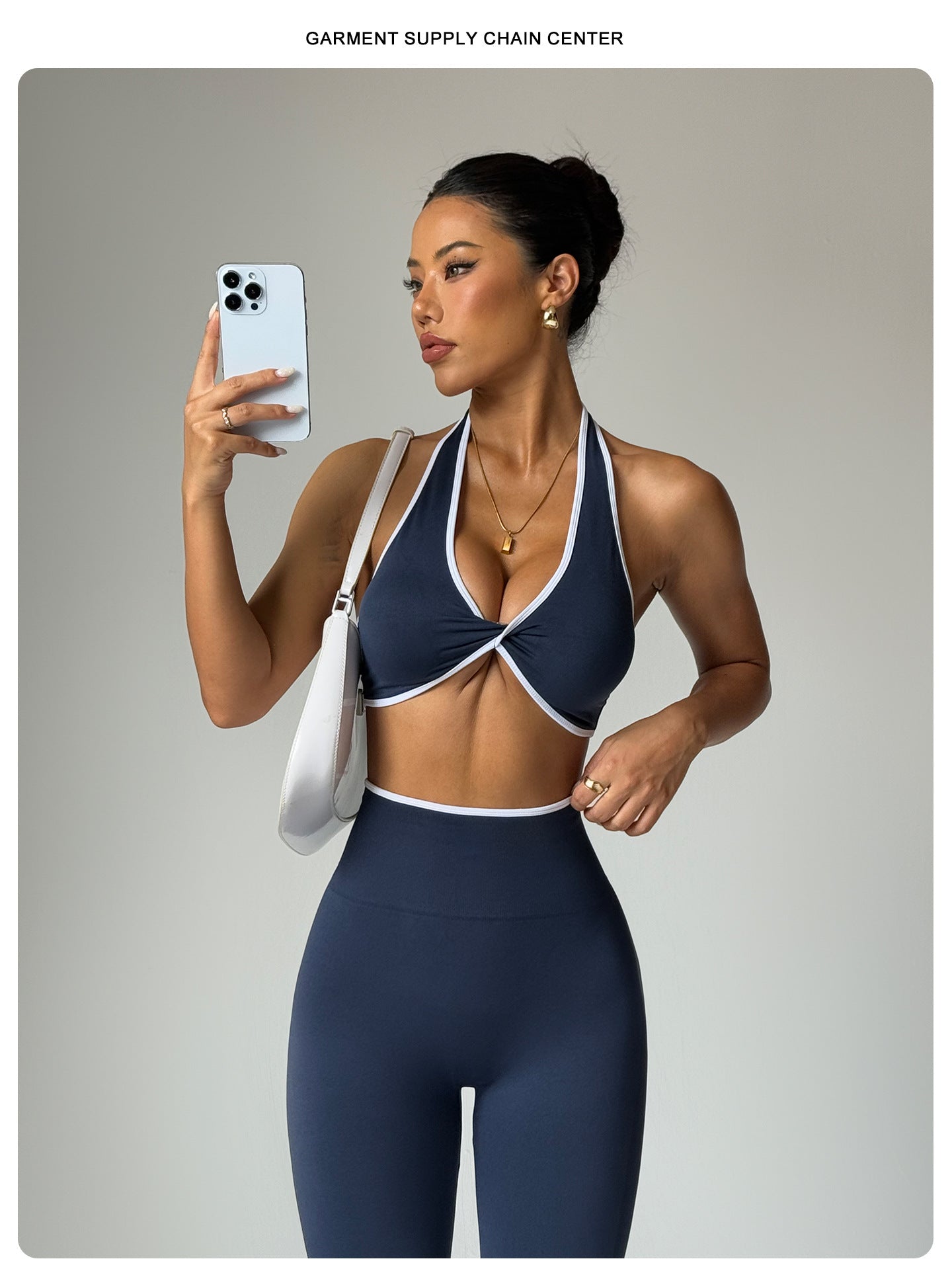 Nahtloses Farbblock Yoga-Set