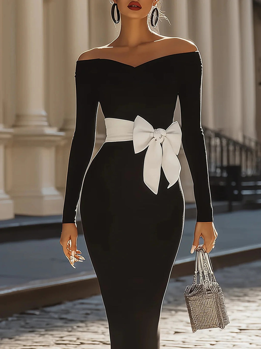 Schnürkleid «Noir» – Schleifen-Detail