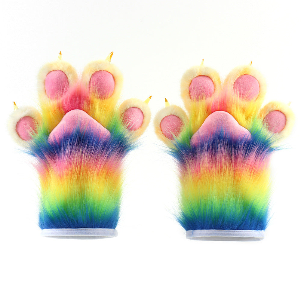 Plüschige Tierpfoten-Handschuhe
