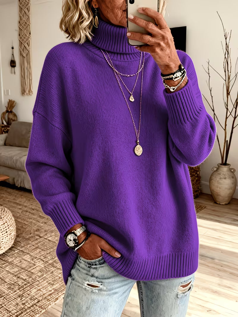 Samtener Rollkragenpullover für Damen
