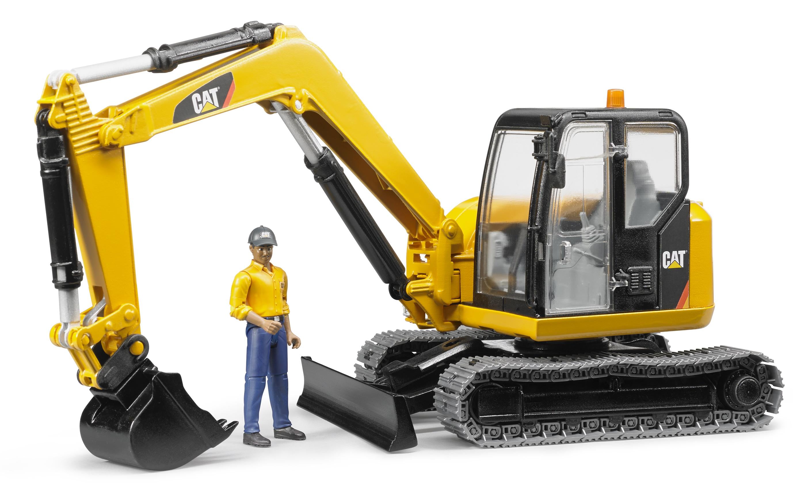 Cat Minibagger mit Bauarbeiter
