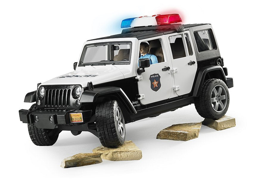 Jeep Wrangler Rubicon Unlimited Polizeifahrzeug mit Polizist