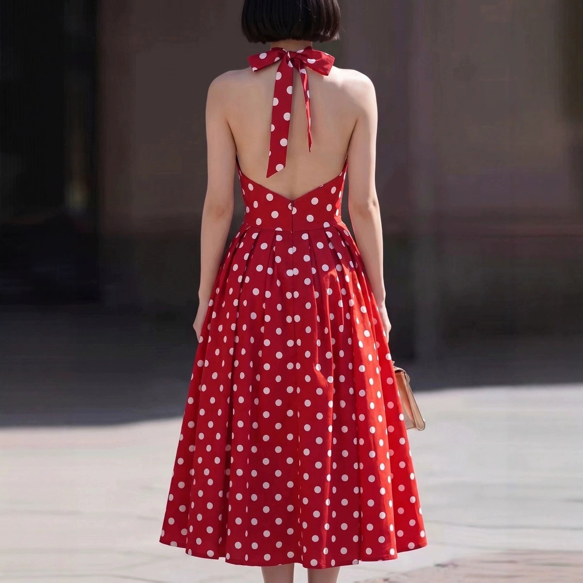 Retro Polka-Dot Halterneck-Kleid – Bild 3 | LuxeStyle