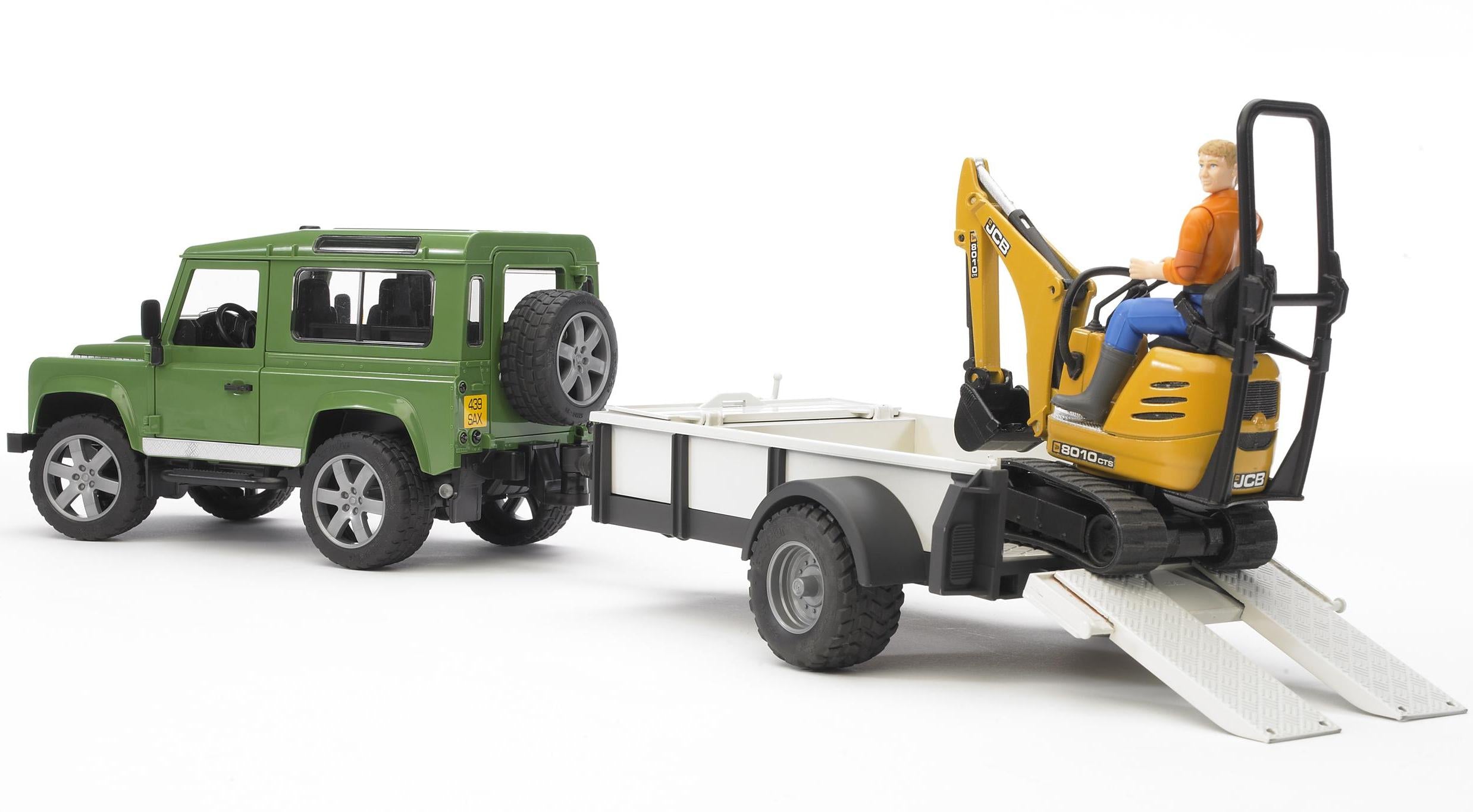 Land Rover Defender, Einachsanhänger, JCB Mikrobag.+Bauarbeiter