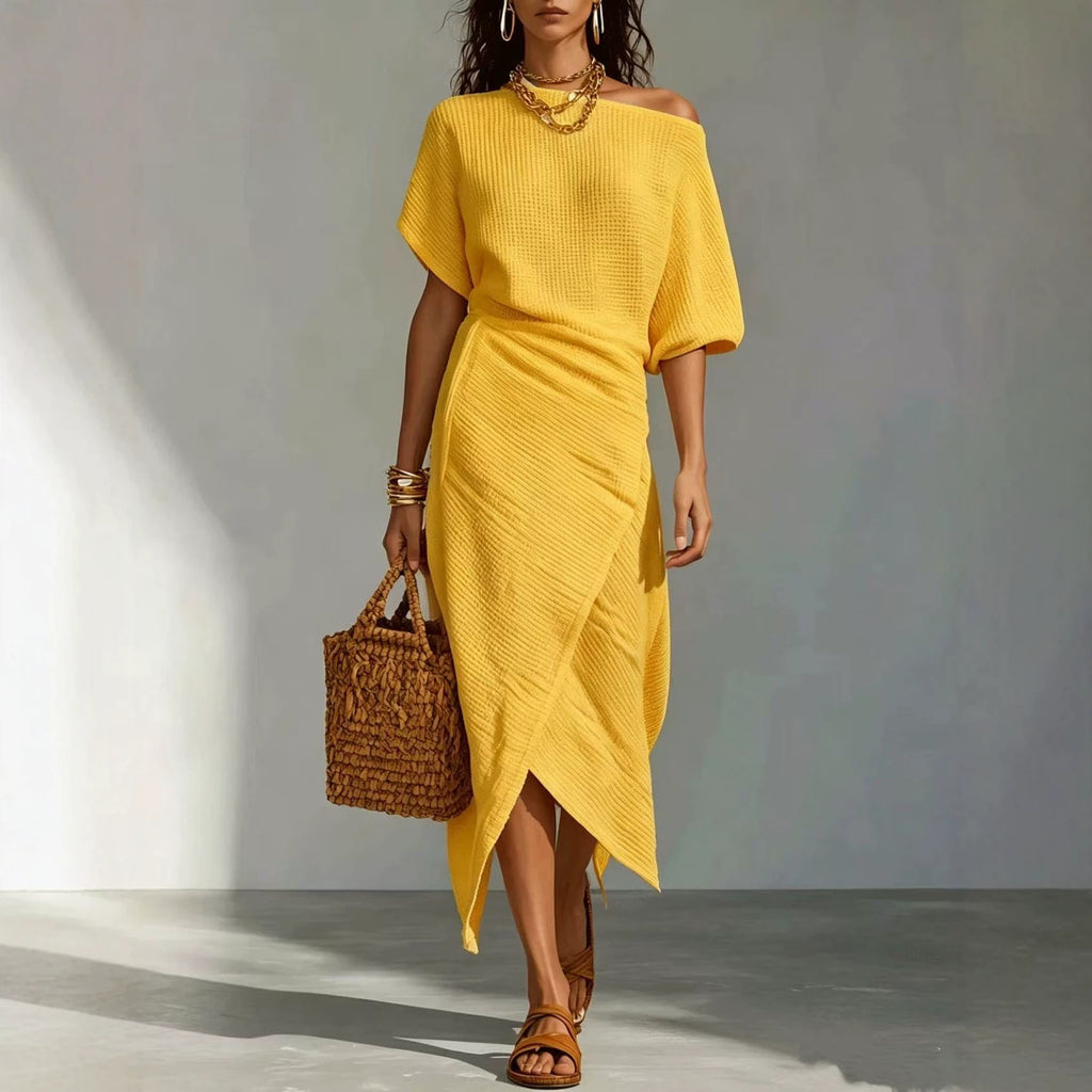 Casual Kleid mit Schlitz und unregelmässigem Saum