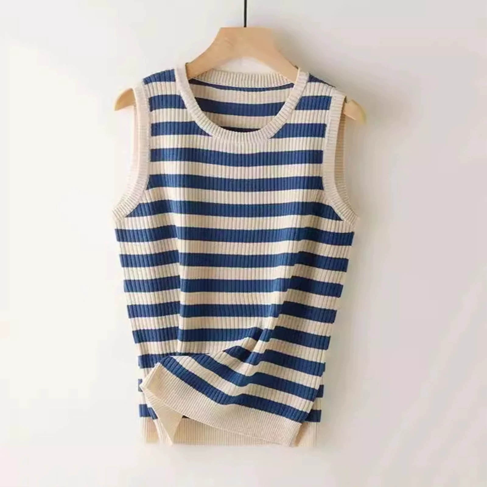 Gestreiftes Stricktop mit Rundhals