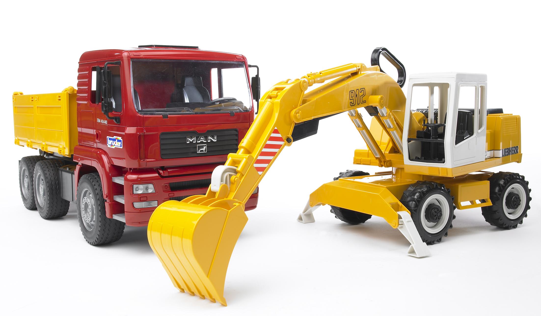 MAN TGA Kipp-LKW mit Liebherr Schaufelbagger