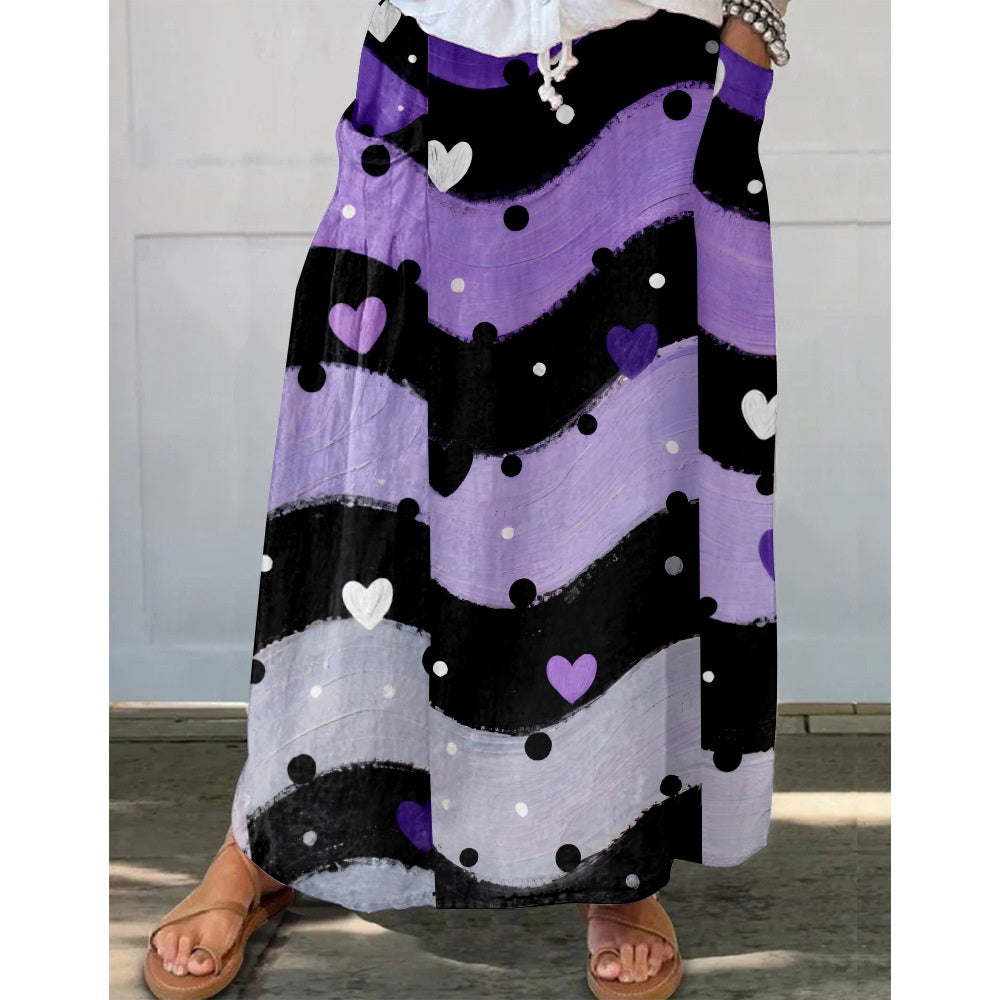 Damen Maxirock mit Print und Taschen