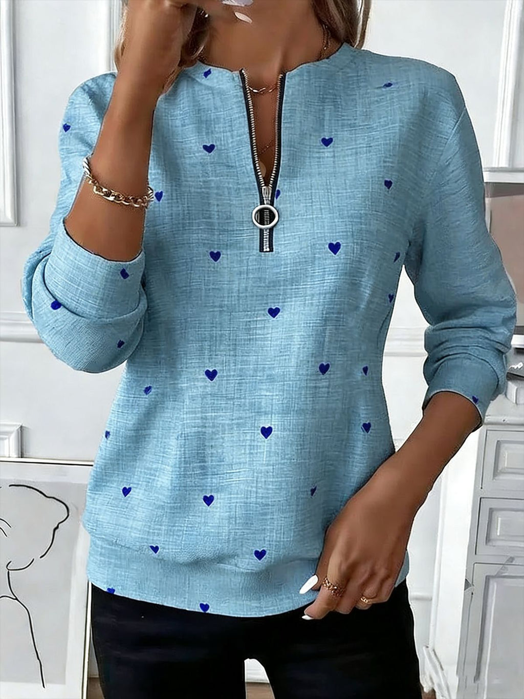 Damen Langarm Christmas-Print Sweatshirt