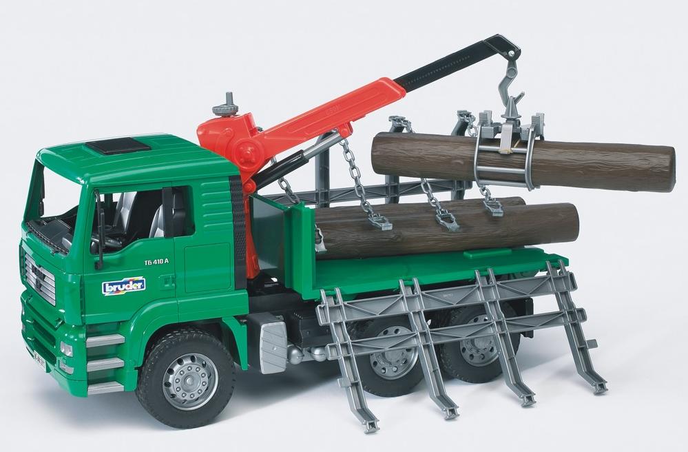 MAN TGA Holztransport-LKW mit Ladekran und 3 Baumstämmen