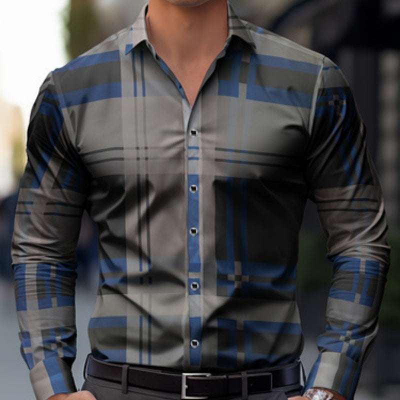 Herren Langarmshirt Atmungsaktiv im Color-Block – Bild 1 | LuxeStyle
