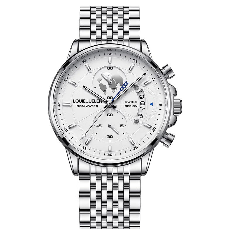 Business Herrenuhr mit Leuchtzeigern und Lederarmband
