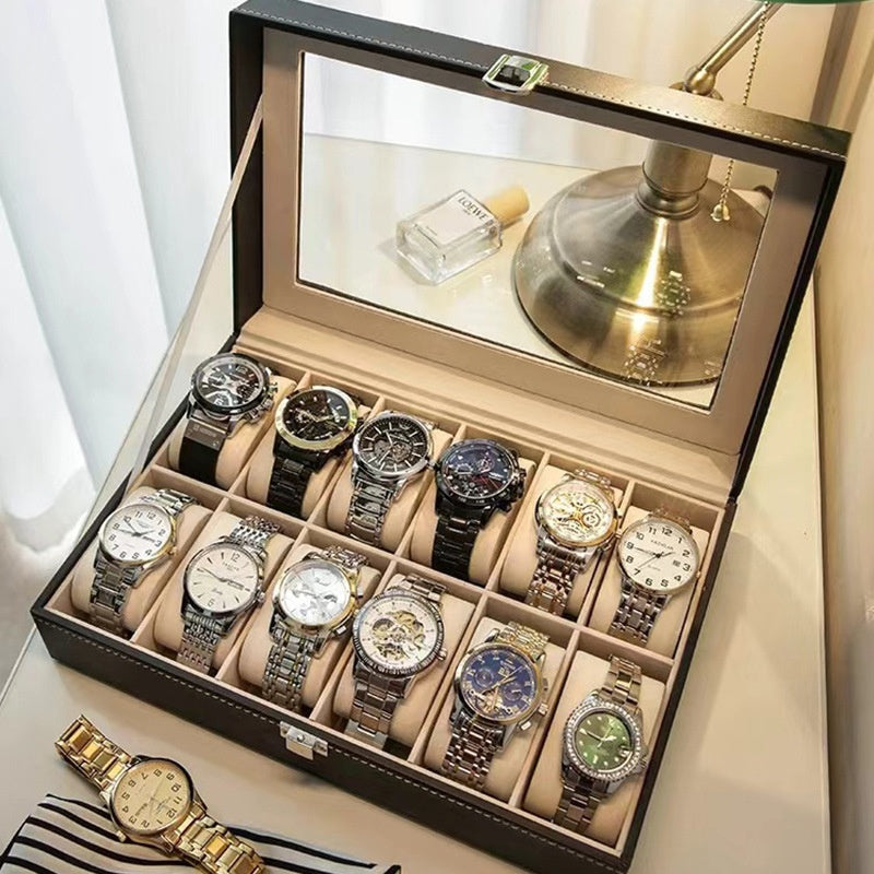 Uhrenbox aus Leder mit Sichtfenster – Bild 9 | LuxeStyle