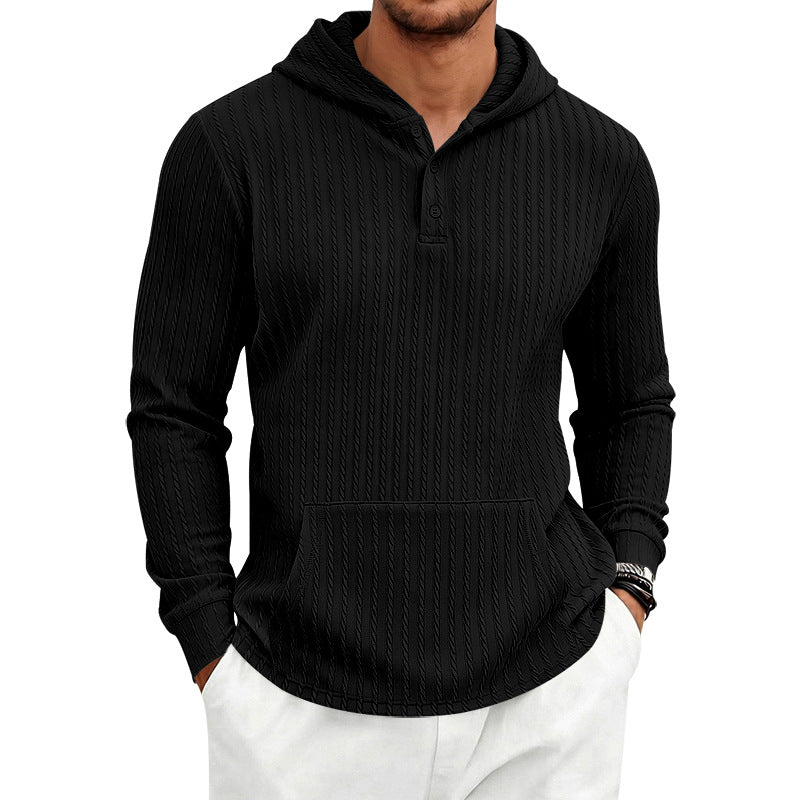 Herren Hoodie mit Fischgrat-Jacquard-Textur