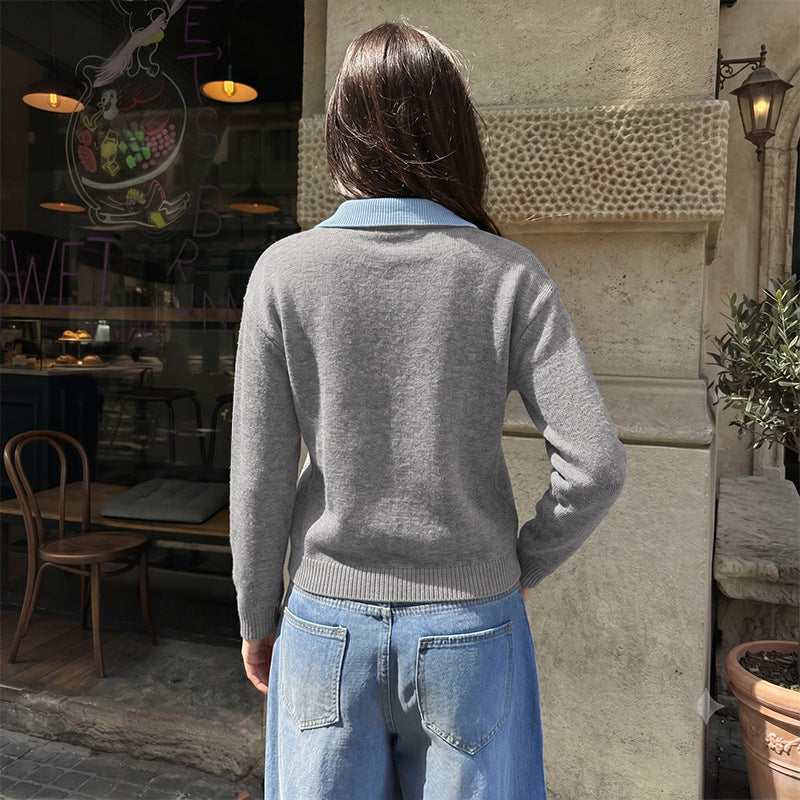 Color-Block Langarm-Pullover für Damen