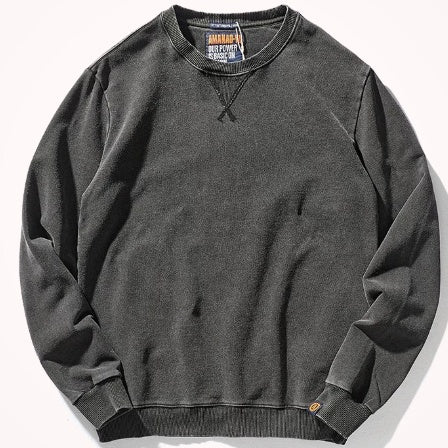 Herren Hoodie mit Rundhals, Heavy Water Washed