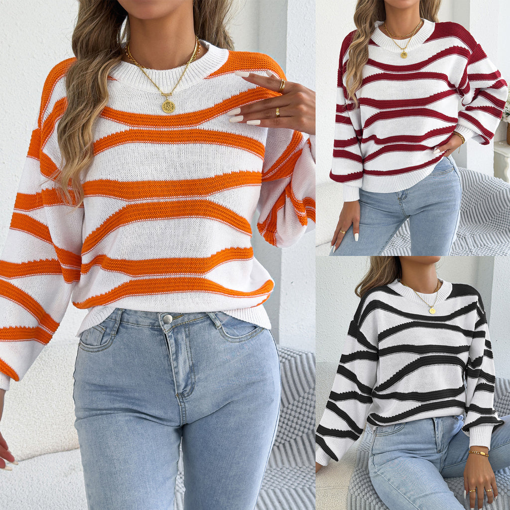 Color-Block Pullover mit Puffärmeln