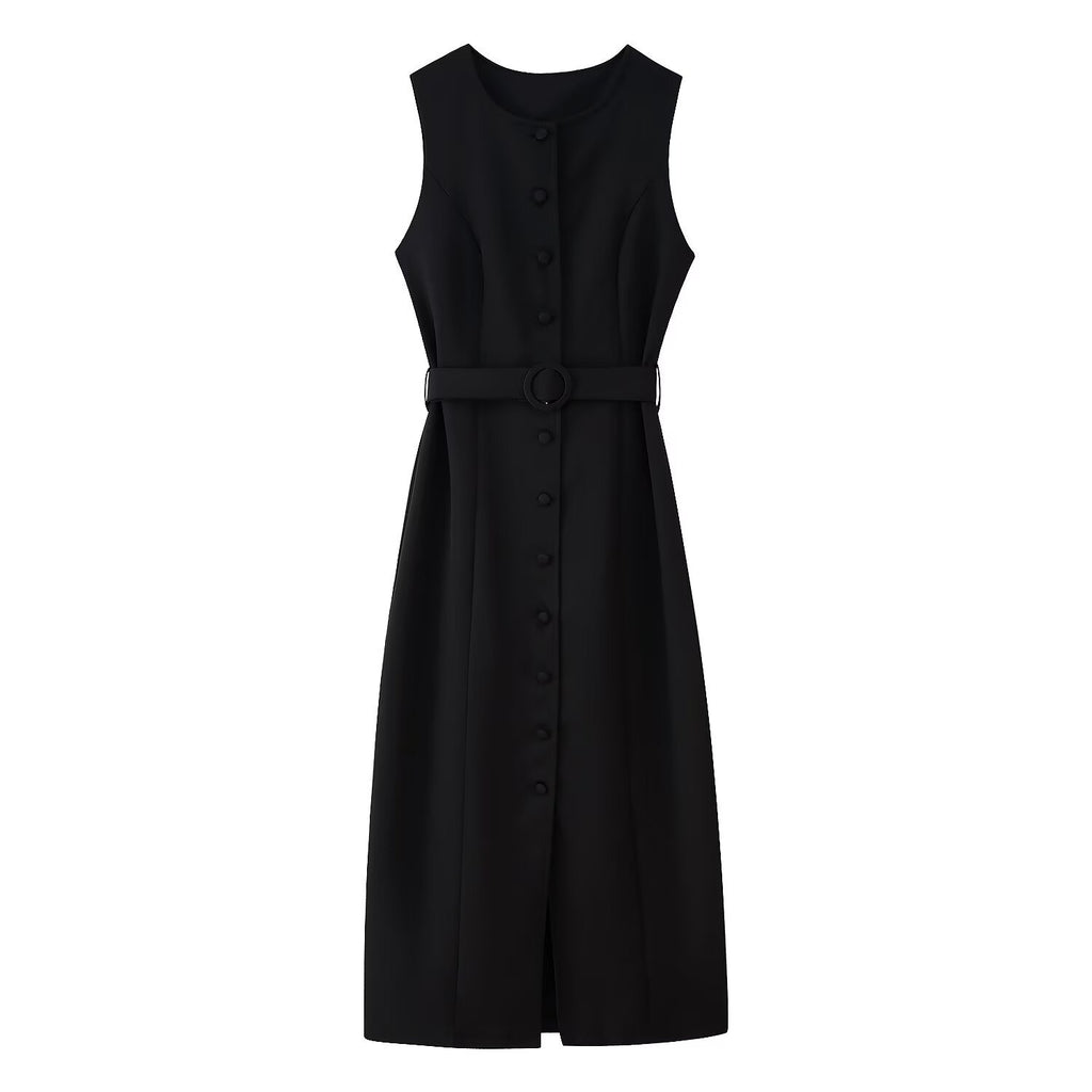 Ärmelloses A-Linien Kleid mit Gürtel – Bild 5 | LuxeStyle