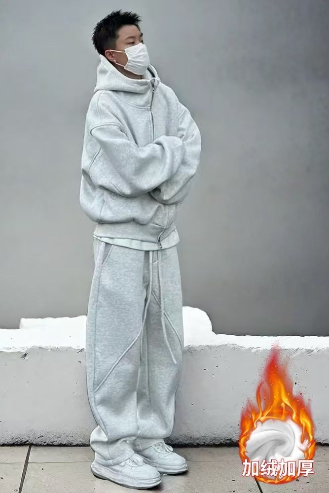 Herren Hoodie & Trainerhosen Set, Fleece-gefüttert