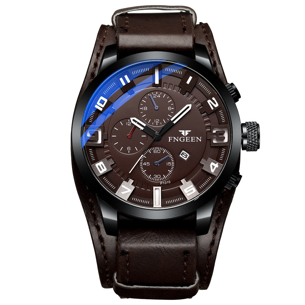 Wasserdichte Quarzuhr mit Nubuklederarmband – Bild 4 | LuxeStyle