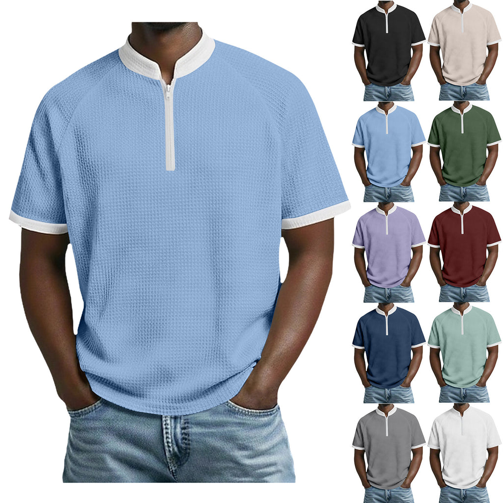 Herren-Polo mit Standkragen und Kontrastfarben