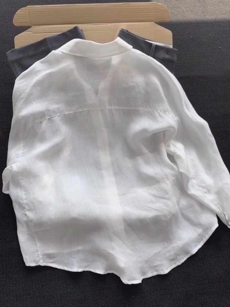 Langarm-Cardigan aus Ramie für Damen