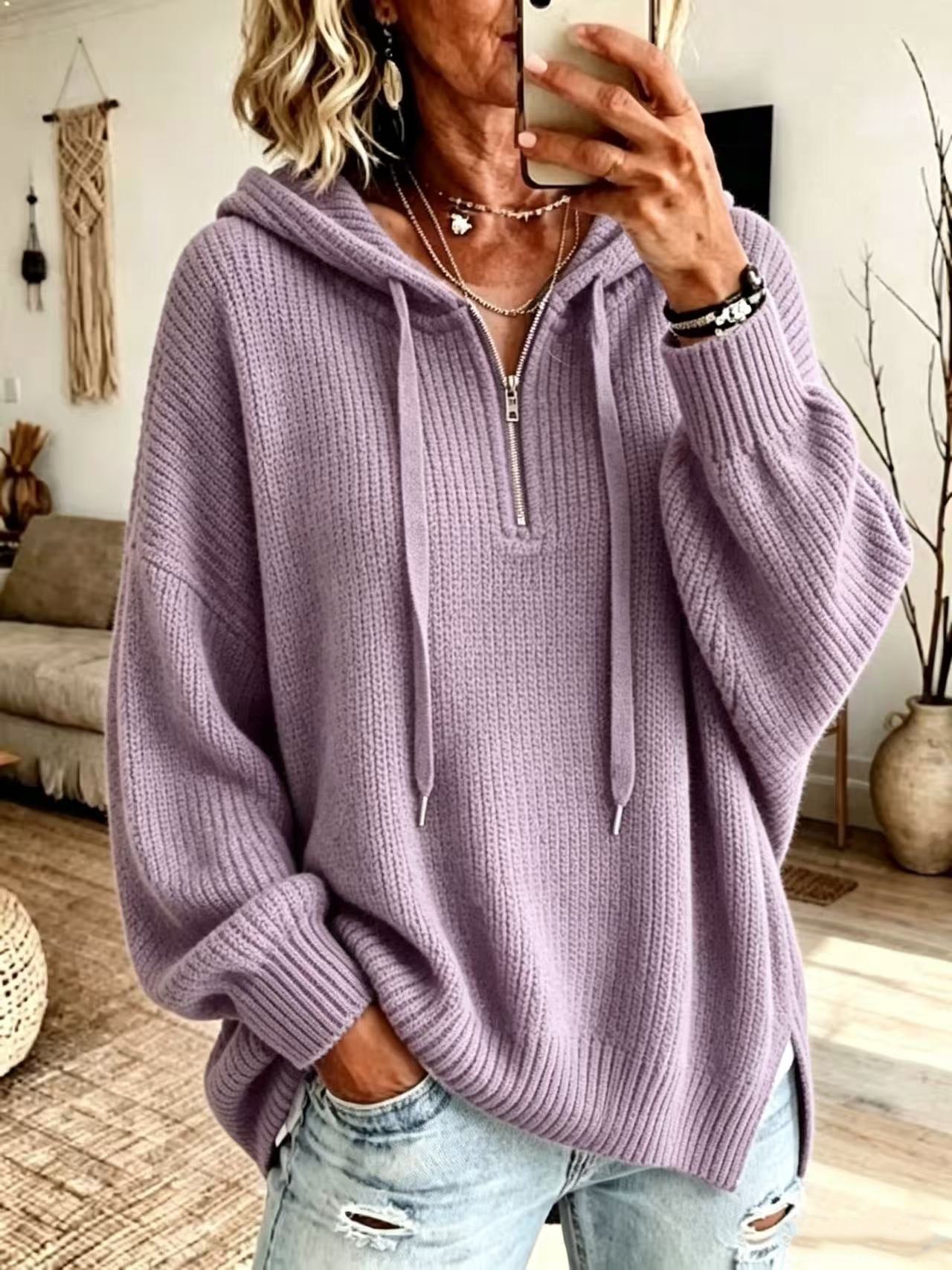 Gestreifter Half-Zip Pullover mit Stehkragen