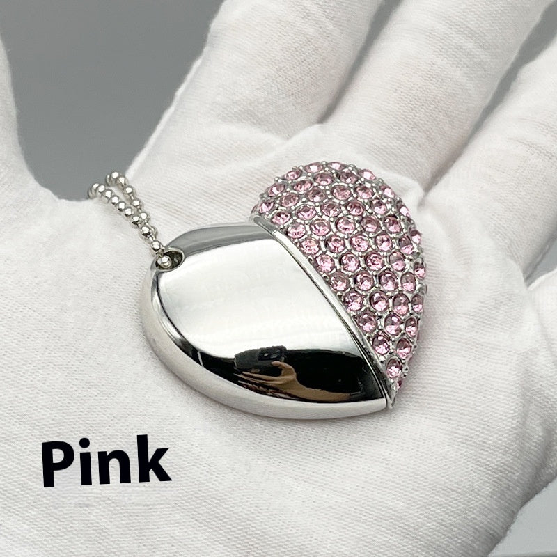 Herzförmiger USB-Stick mit Strass-Besatz