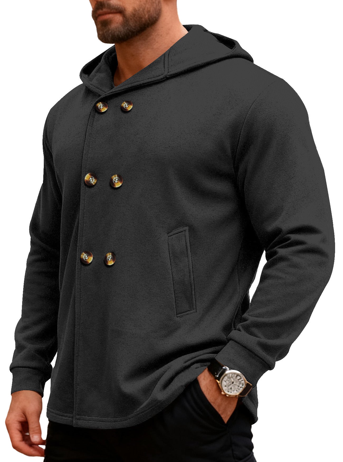 Herren Kapuzen-Trenchcoat, schmal geschnitten