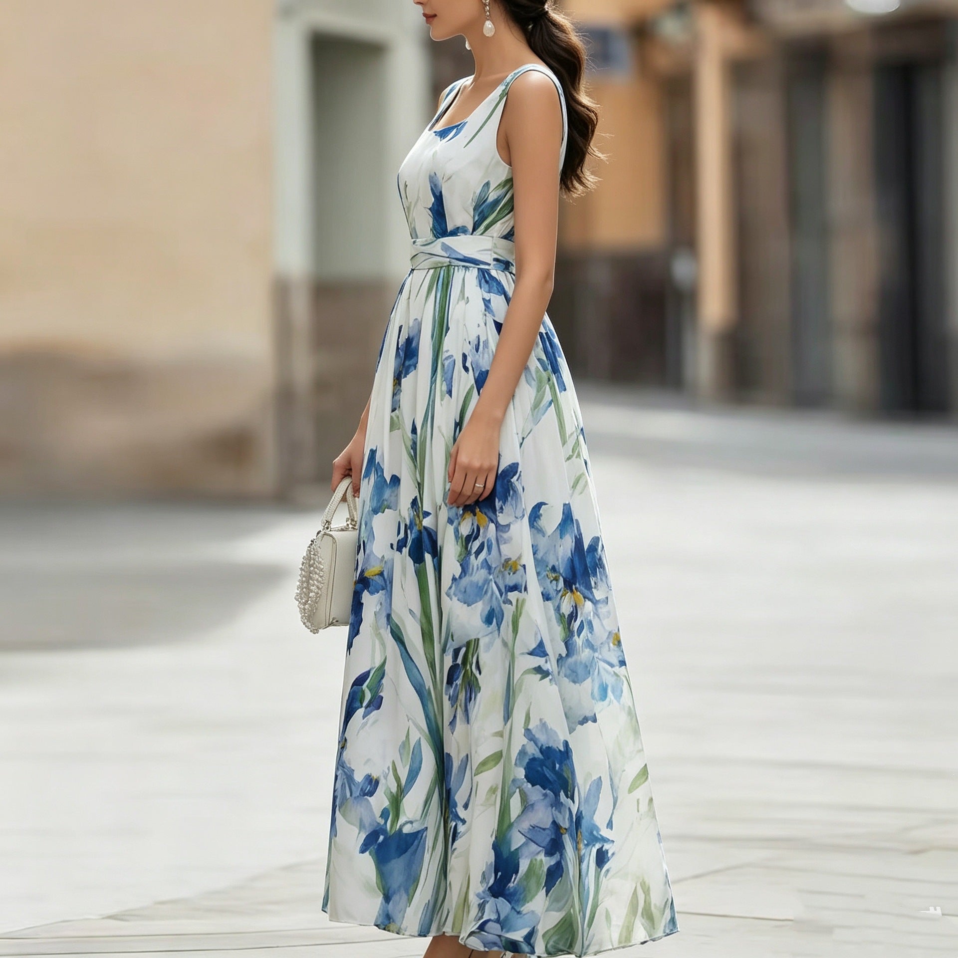 Strandkleid ärmellos mit Print