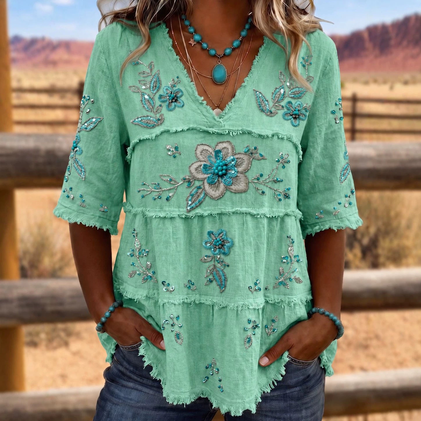 Retro-Print Damen-Top