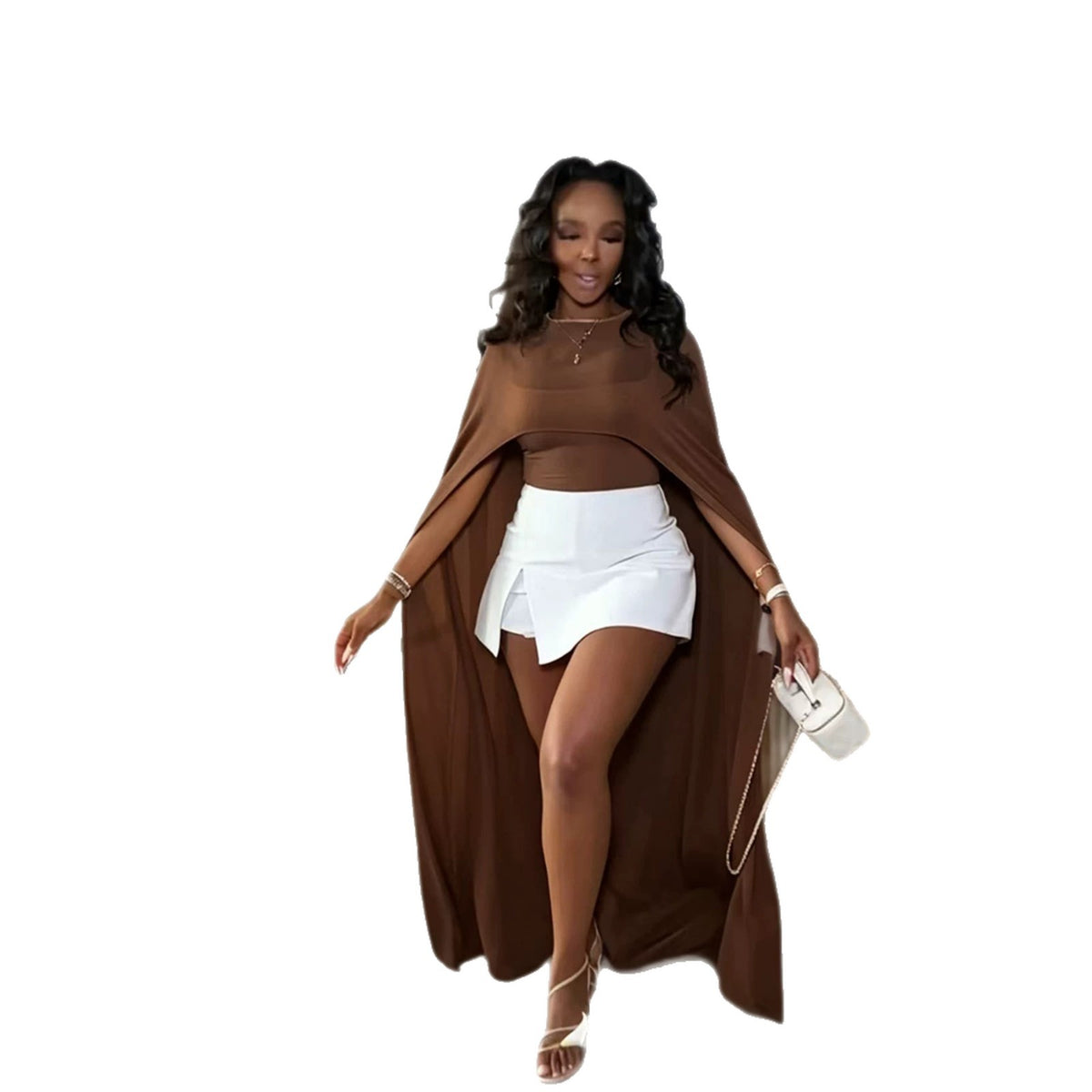Mesh Maxi Cape mit Fledermausärmeln – Bild 10 | LuxeStyle
