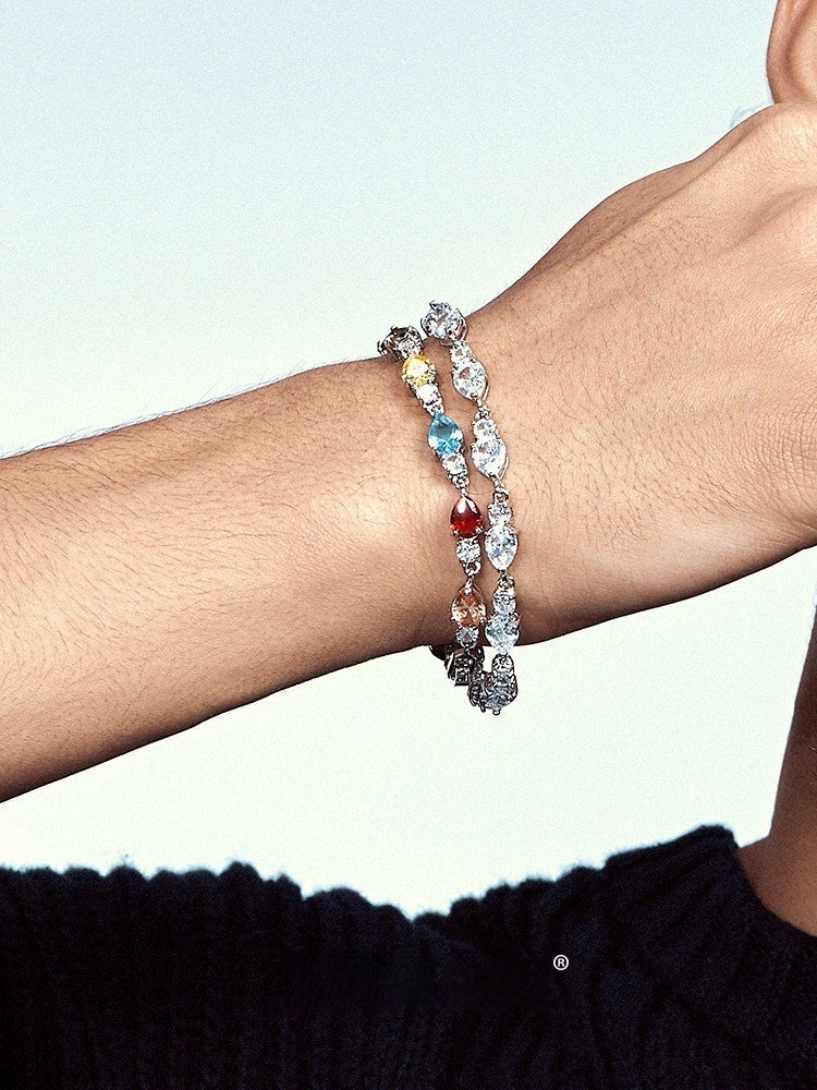Farbig besetztes Diamant-Tennisarmband – Bild 3 | LuxeStyle