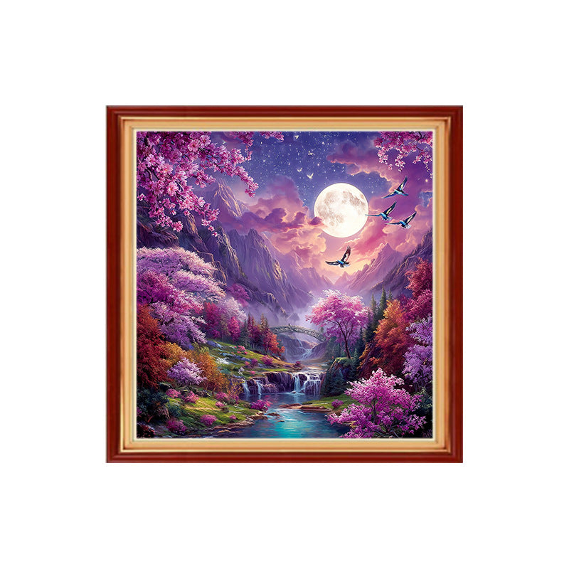 DIY Kreuzstich Landschaft Cartoon 40x40 cm