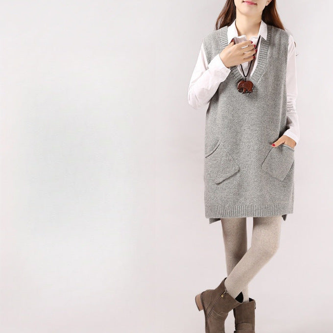 V-Neck Strickweste für Damen, Einheitsgrösse