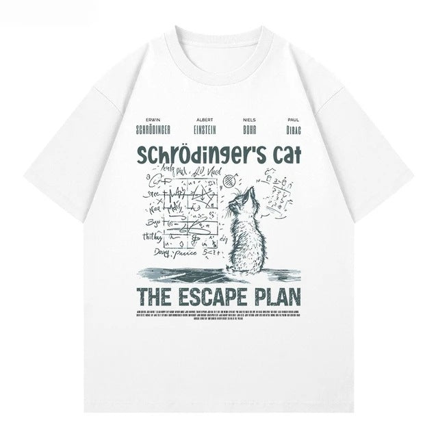 T-Shirt mit Schrödinger's Katze Print