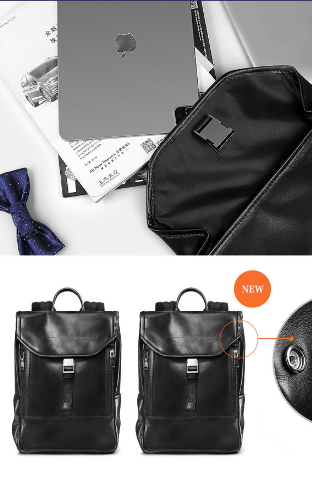Rucksack aus Rindsleder mit grossem Fassungsvermögen – Bild 3 | LuxeStyle