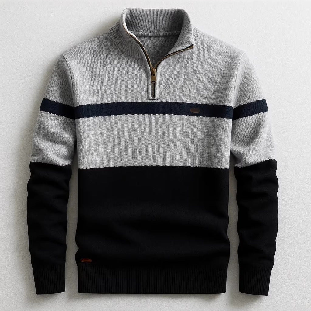 Herren Strickpullover mit Stehkragen und Half-Zip