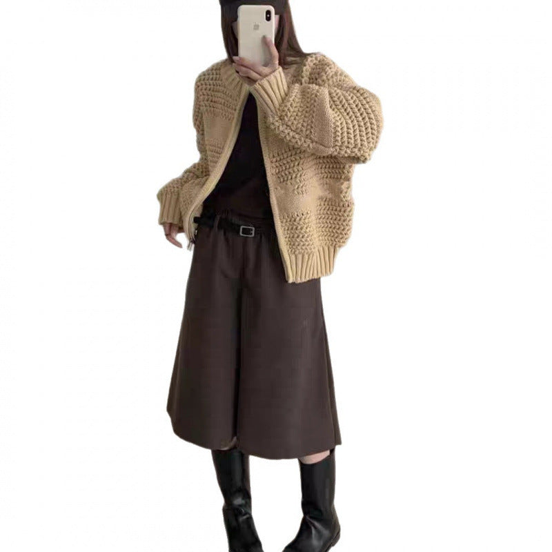 Retro Strickpullover mit Reissverschluss