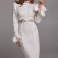 Elegantes Midi-Kleid mit Rundhals und kurzen Ärmeln