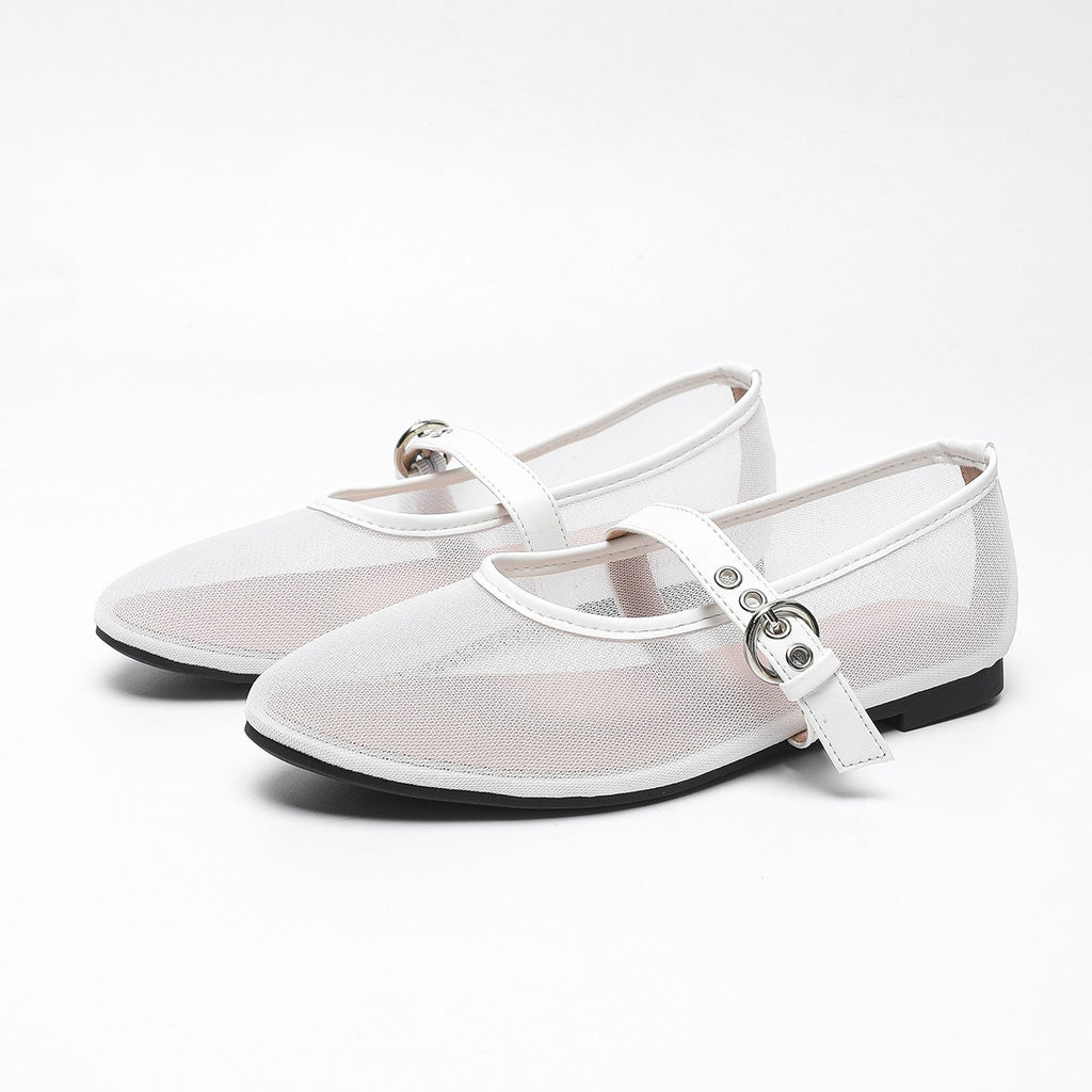 Leopard-Print Mesh Ballerinas
