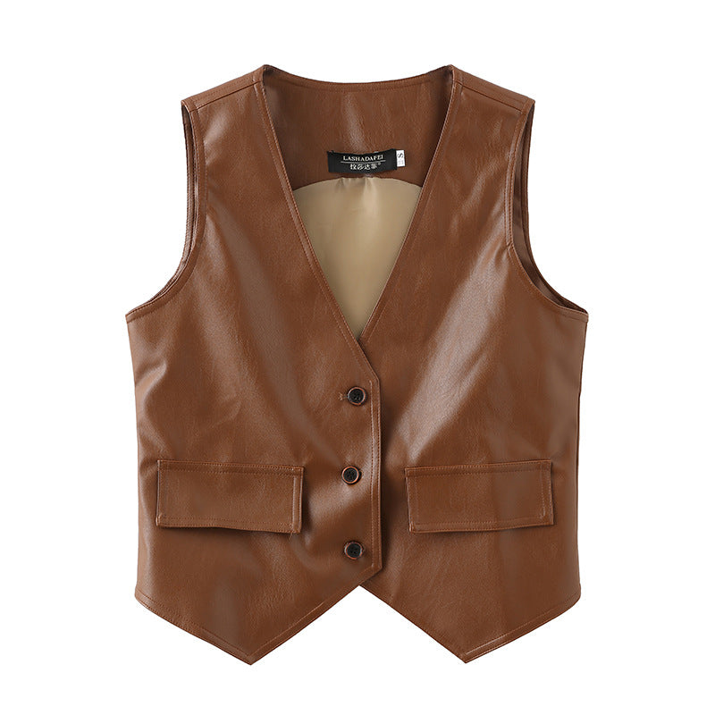 Retro PU-Weste für Damen
