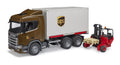 Scania Super 560R UPS Logistik-LKW mit Mitnahmestapler