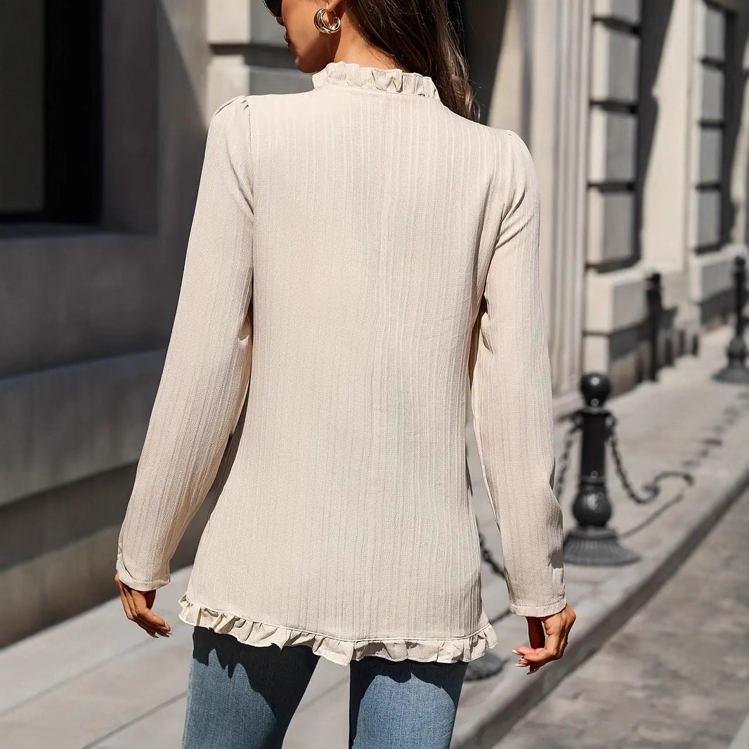 Damen Bluse mit Rüschen und Knopfleiste | LuxeStyle