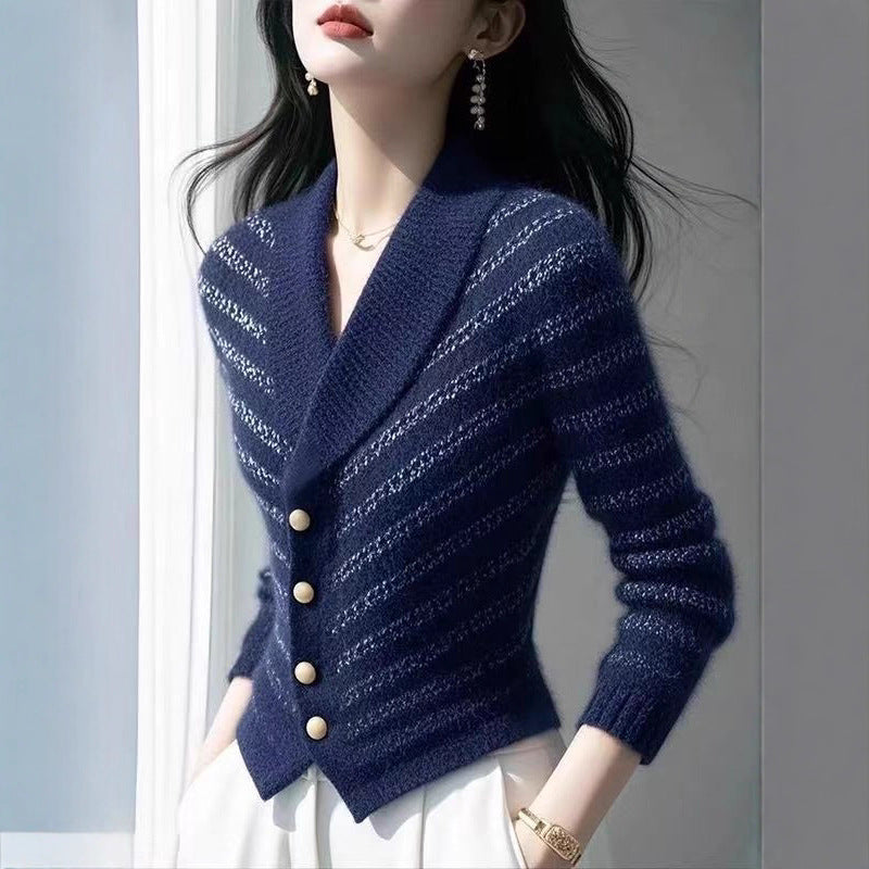 Gestreifter Strick-Cardigan